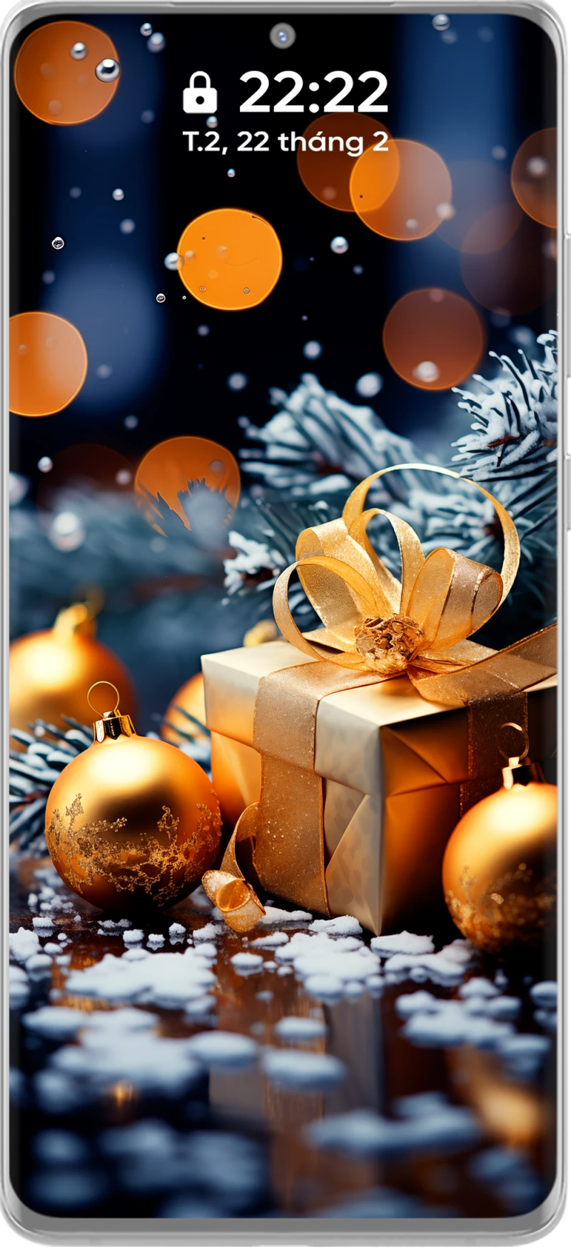 Sparkling and Stunning 4k Christmas Gift Box Phone Wallpaper Collection in Golden Tones