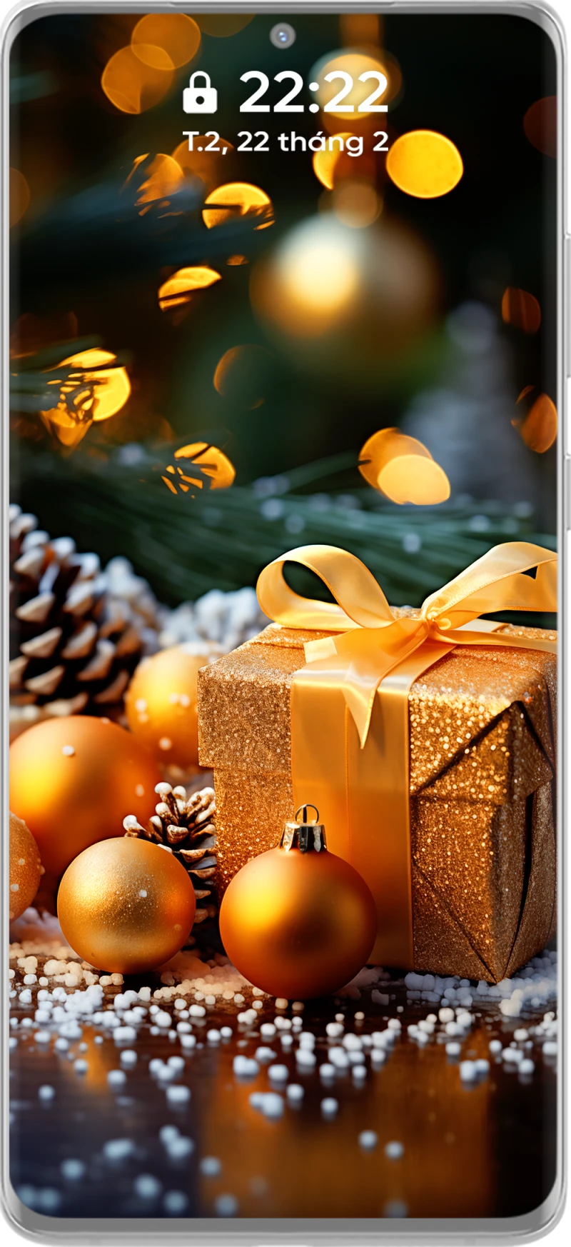 Sparkling and Stunning 4k Christmas Gift Box Phone Wallpaper Collection in Golden Tones