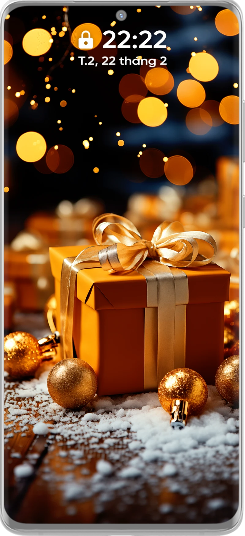 Sparkling and Stunning 4k Christmas Gift Box Phone Wallpaper Collection in Golden Tones