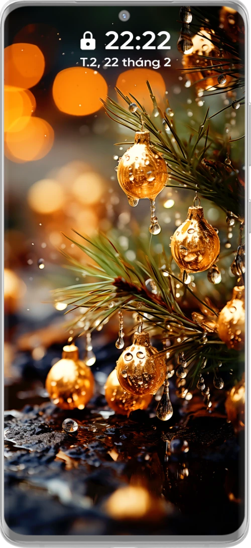 4k Christmas Decoration Globe Phone Wallpaper Collection in Golden Tones