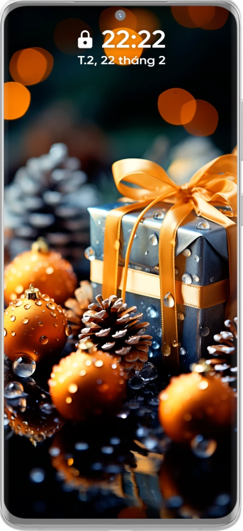 Sparkling and Stunning 4k Christmas Gift Box Phone Wallpaper Collection in Golden Tones