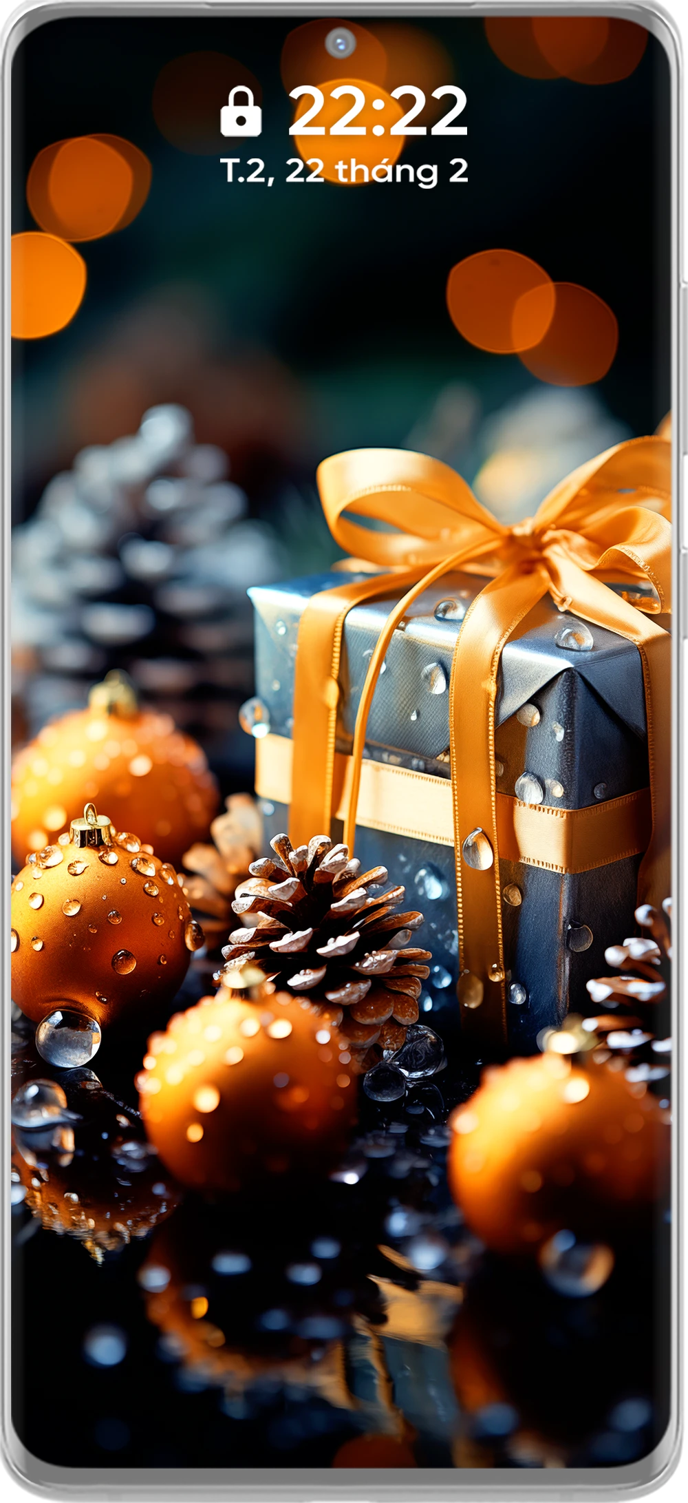 Sparkling and Stunning 4k Christmas Gift Box Phone Wallpaper Collection in Golden Tones